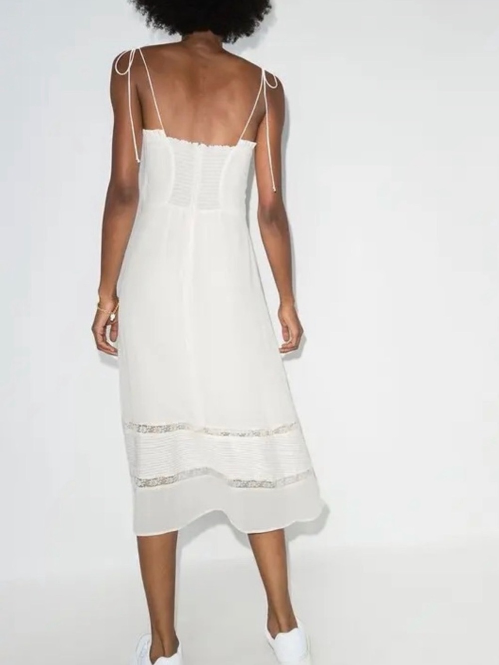 NWT Reformation Ronan Midi Dress Lace Ivory Tie Strap sz 4 - Picture 10 of 10